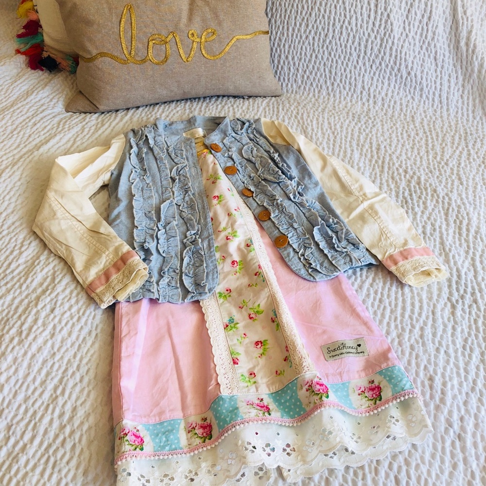 Sweet honey size 8 dress, undershirt, jacket